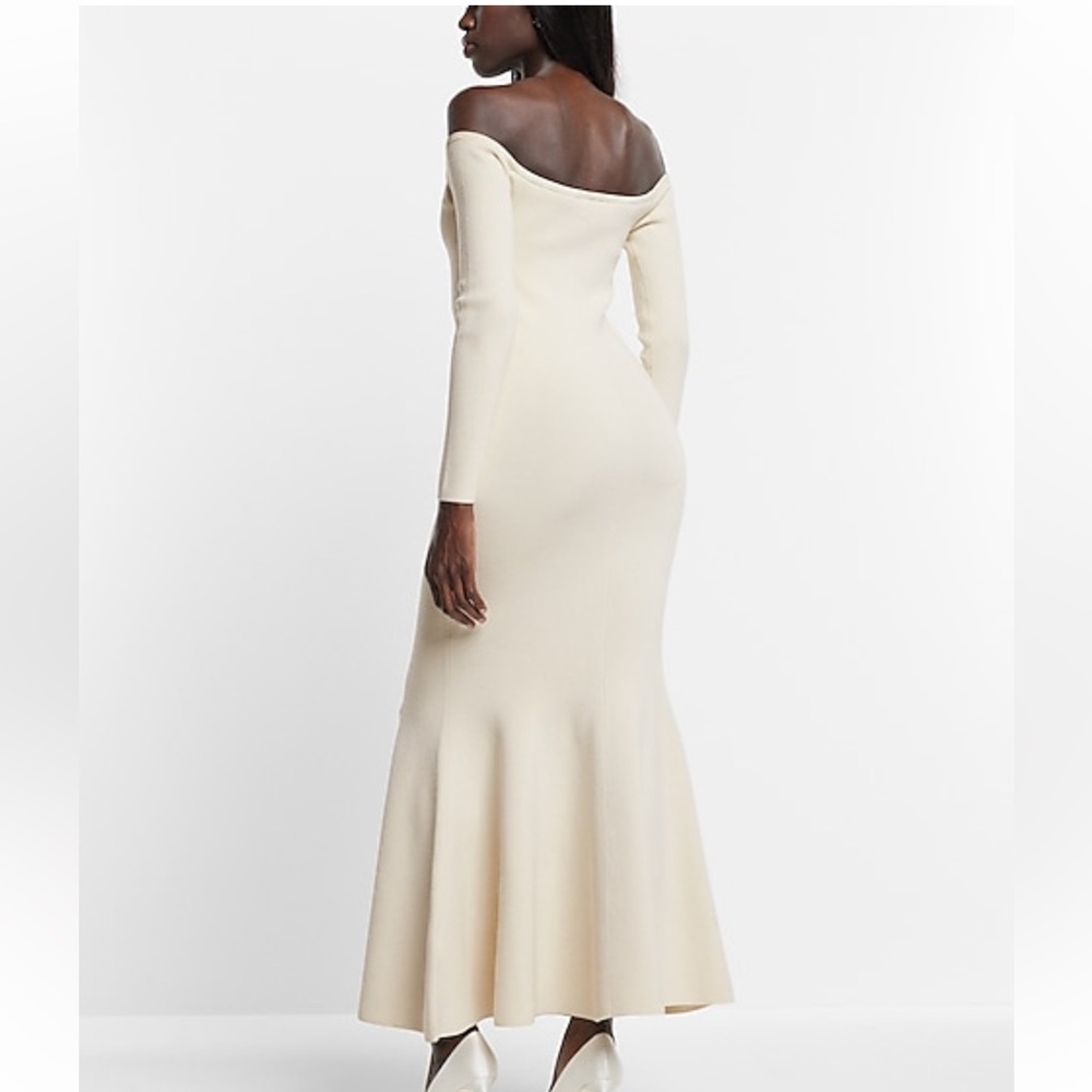 Express Bridal off the shoulder Sweater Maxi Dress - Picture 2 of 6